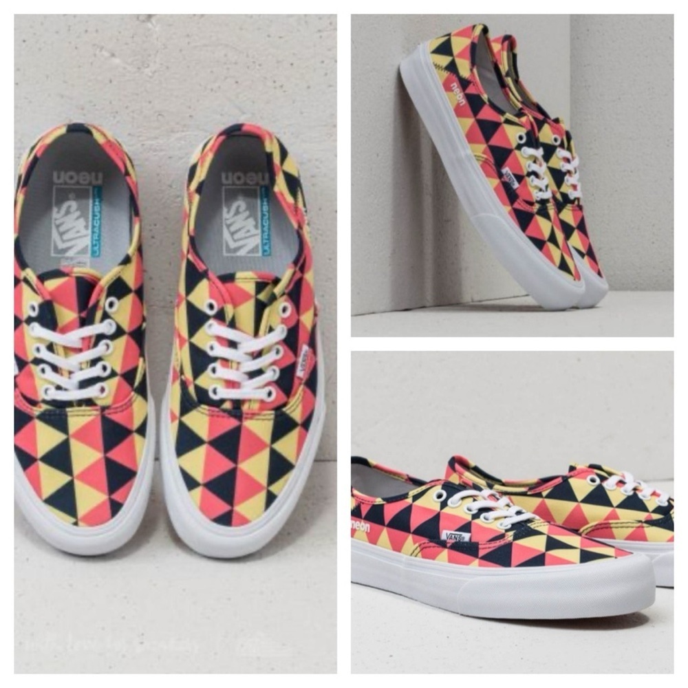 Vans Geometric - Yellow/Red/Black Authentic SF 'Neon Triangles' M 6 W 7.5